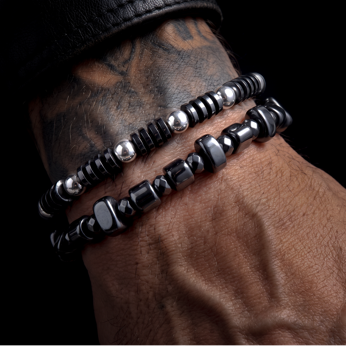 GUNMETAL SET - HEMATITE BRACELETS
