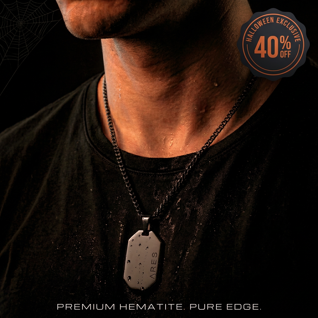 Hematite Dog Tag Necklace