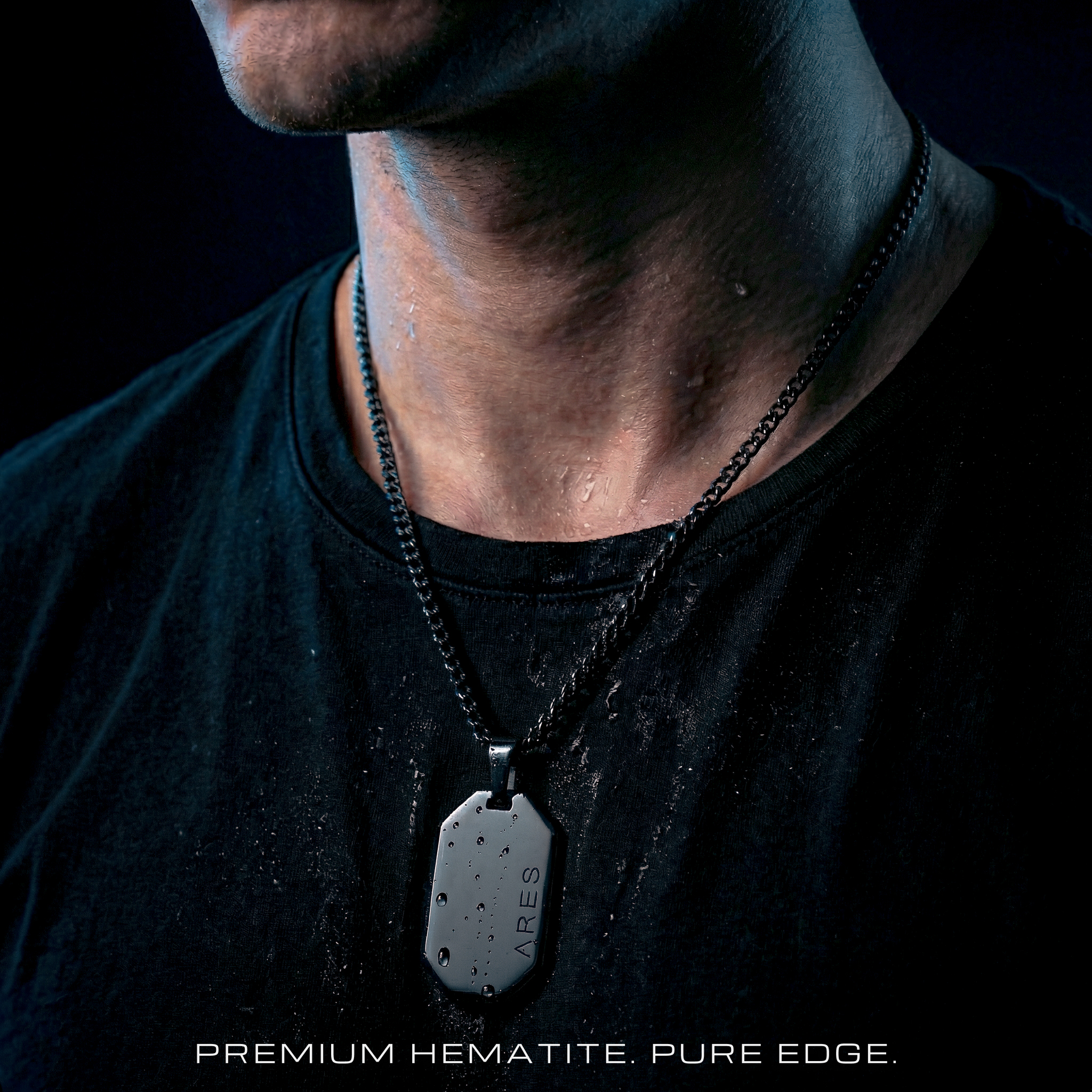 Hematite Dog Tag Necklace