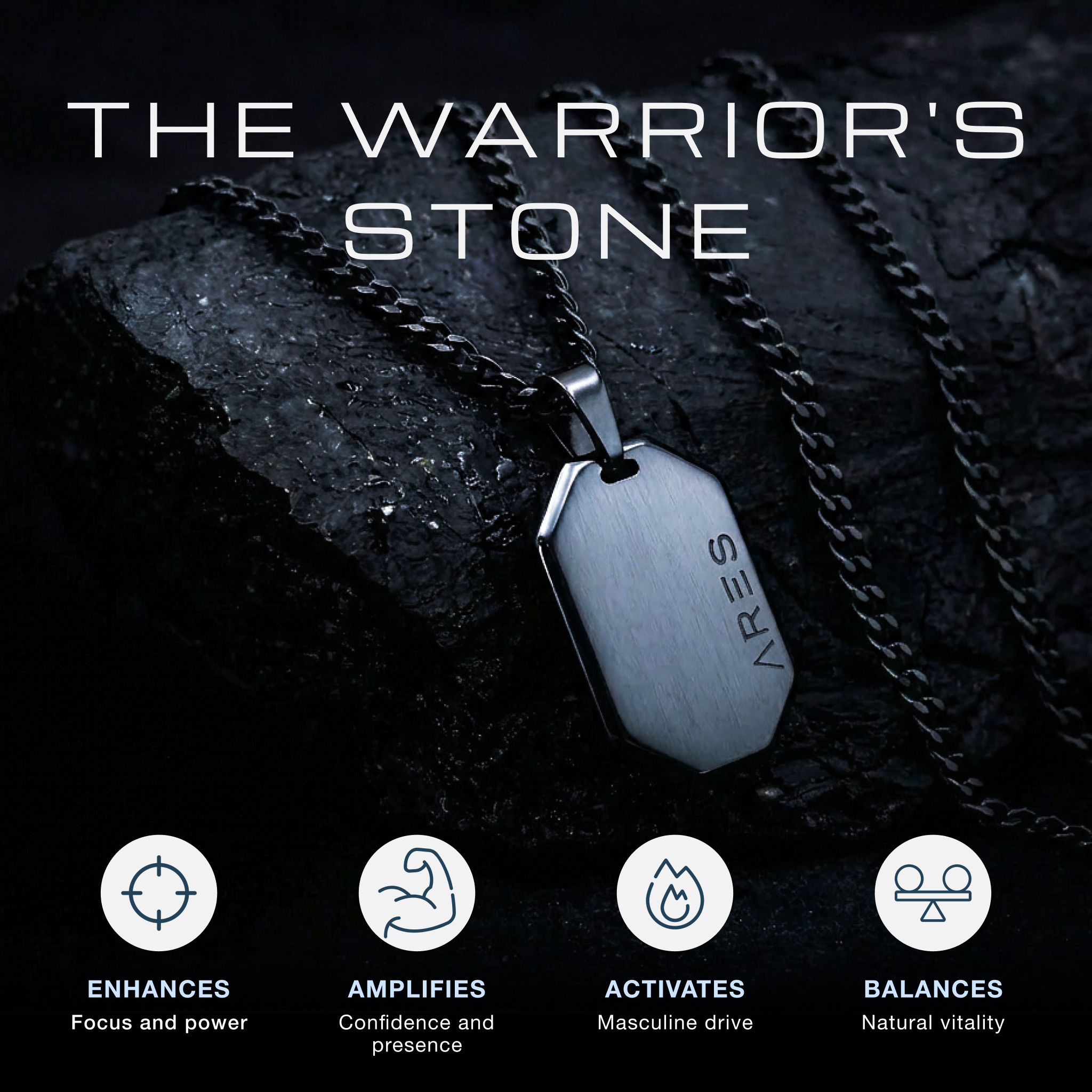 Hematite Dog Tag Necklace