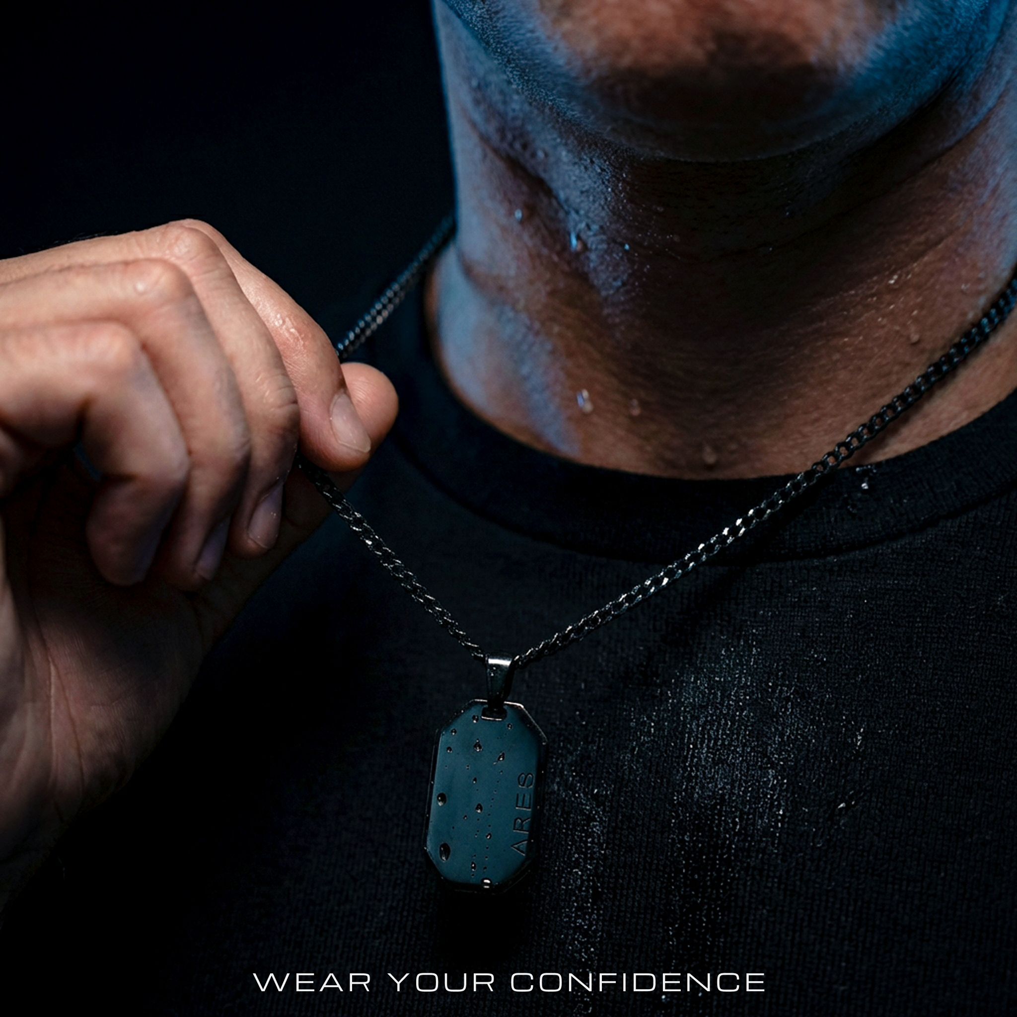 Hematite Dog Tag Necklace