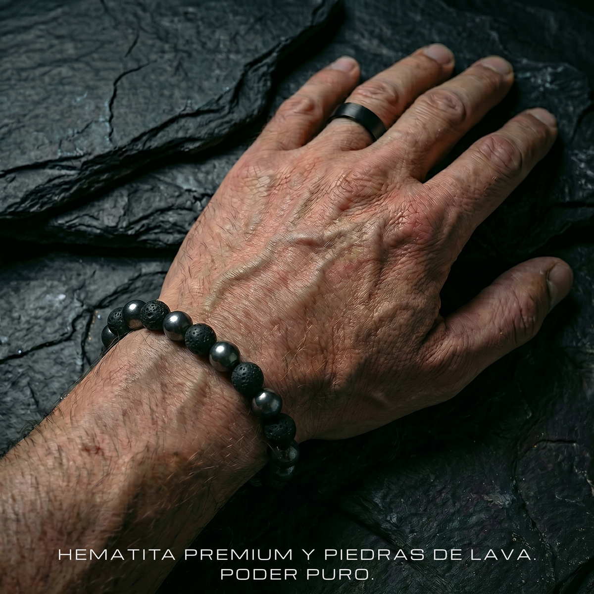Pulsera de Hematita y Piedra de Lava