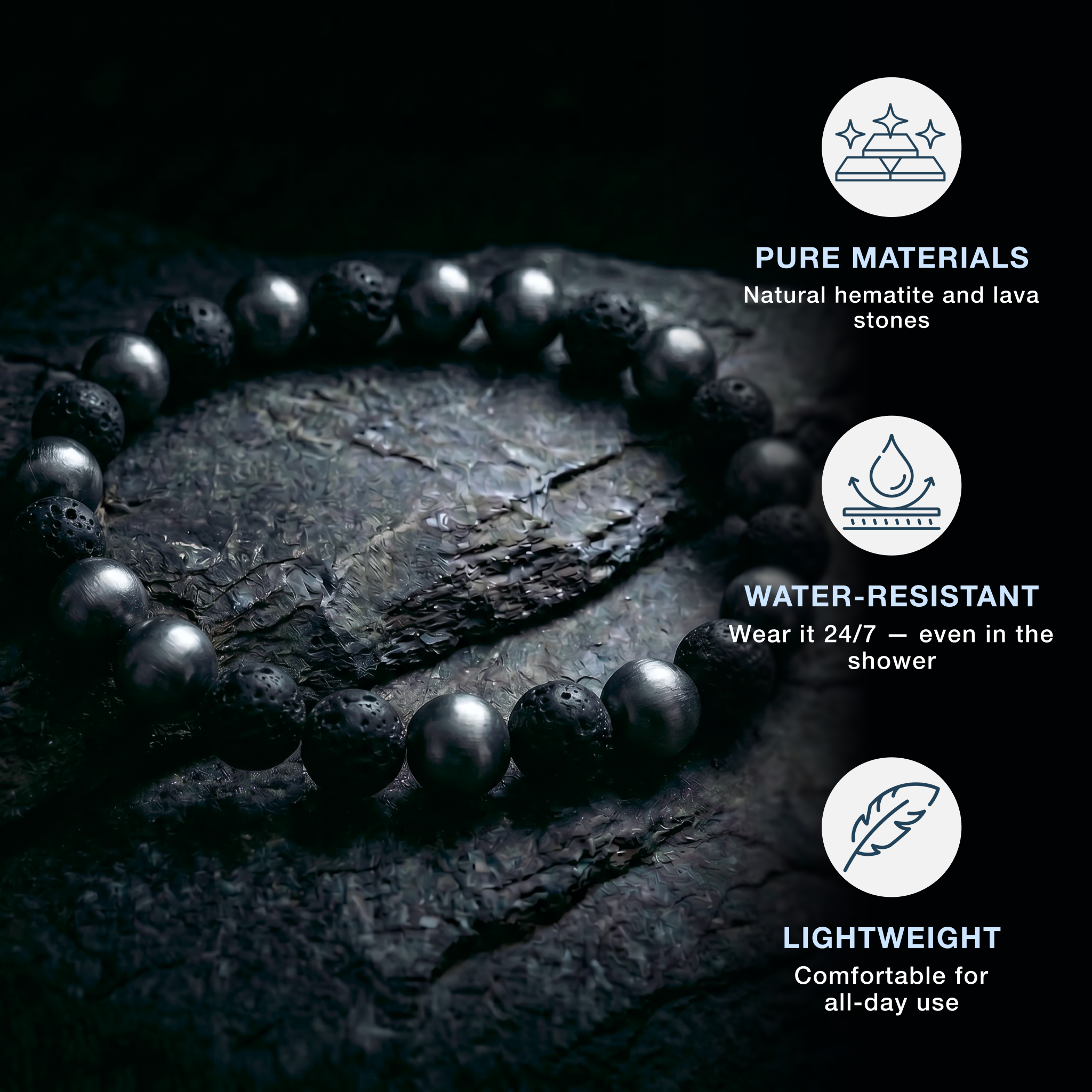 Hematite & Lava Stone Bracelet