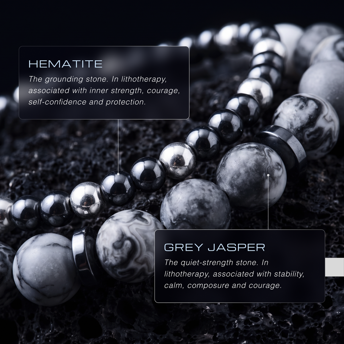 ALABASTER SET - JASPER & HEMATITE BRACELETS