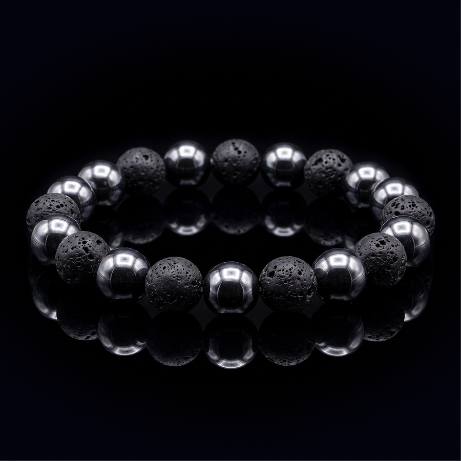 Hematite & lava stone bracelet