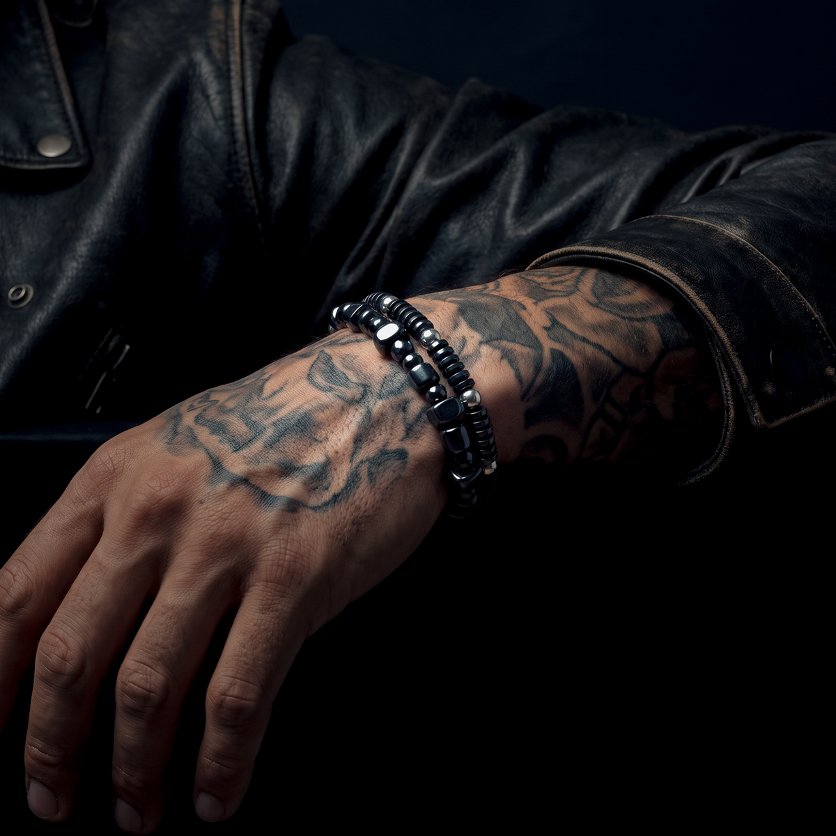 GUNMETAL SET - HEMATITE BRACELETS