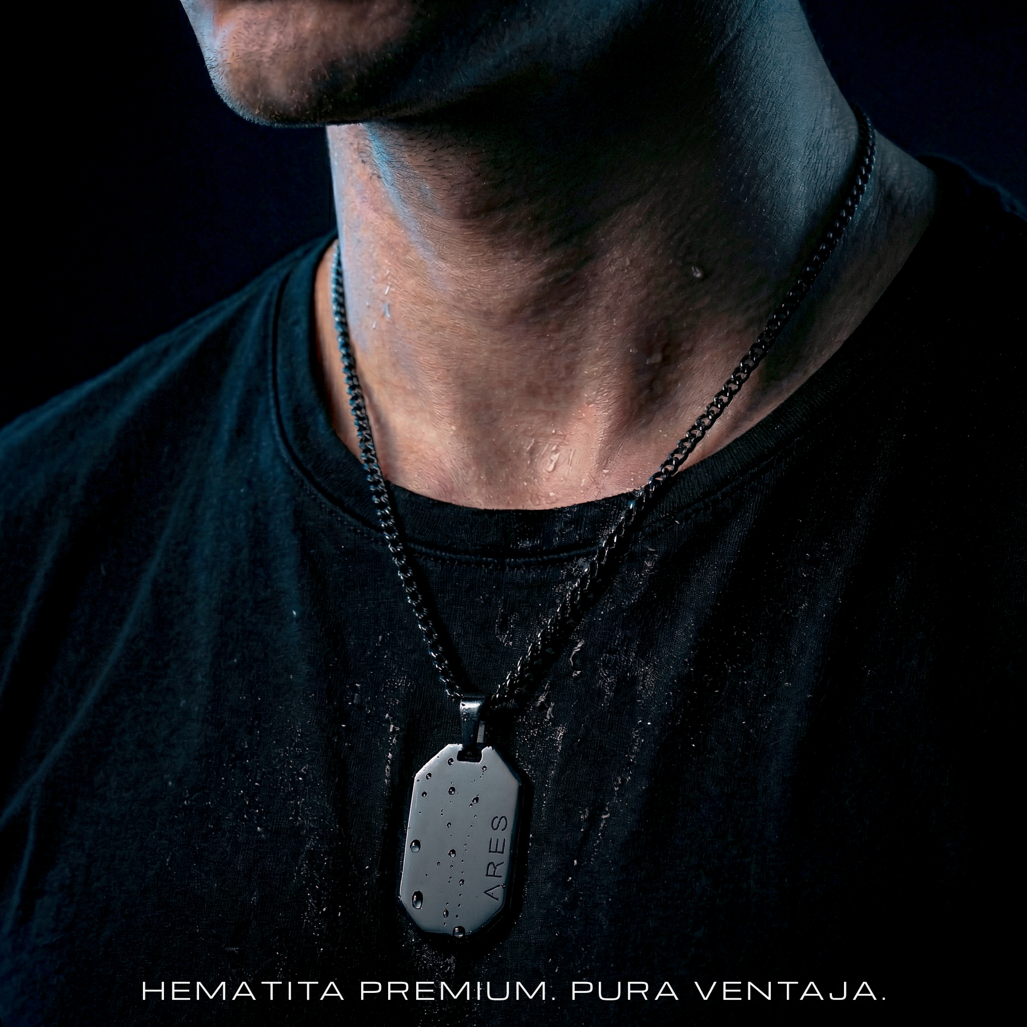 Collar Placa Militar de Hematita