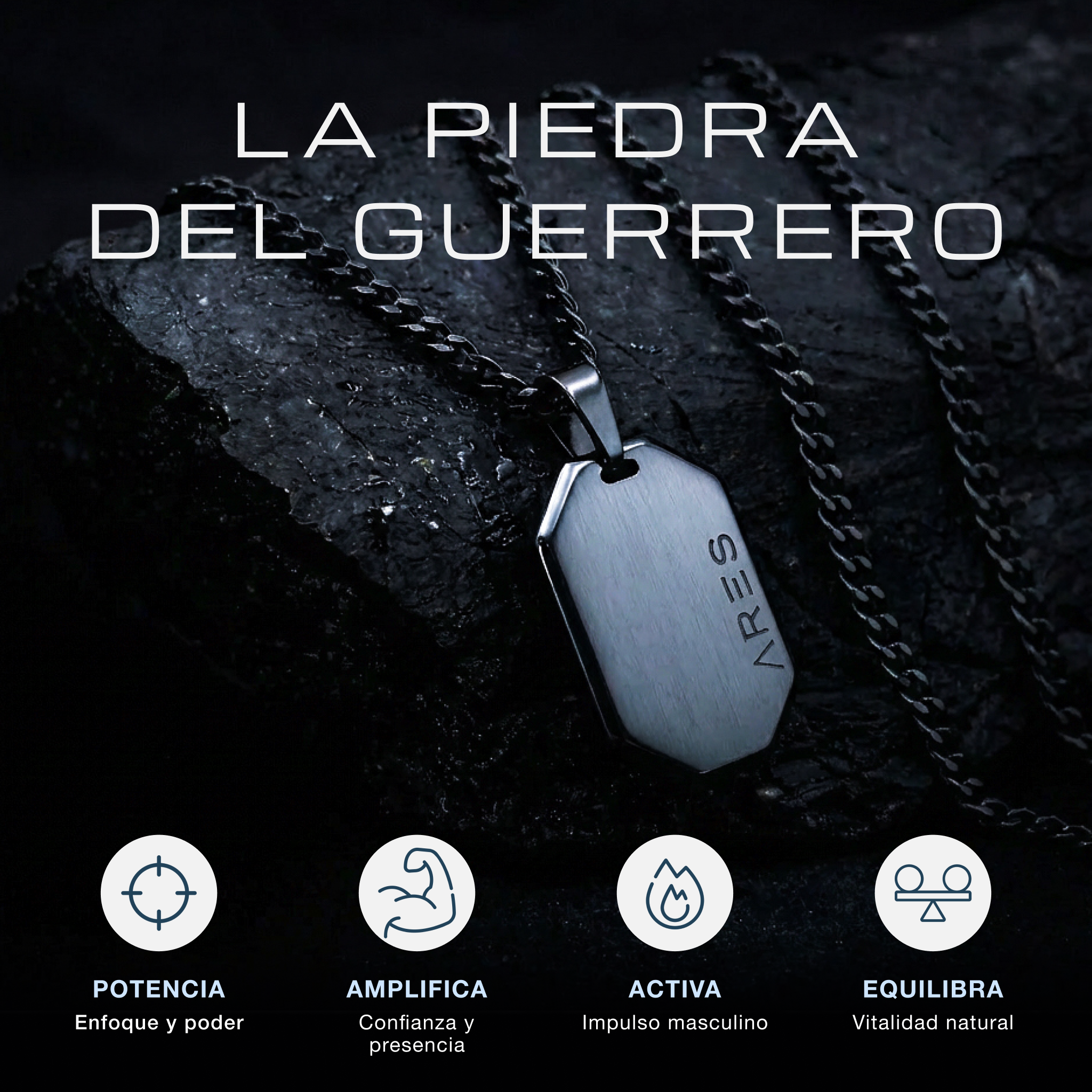 Collar Placa Militar de Hematita